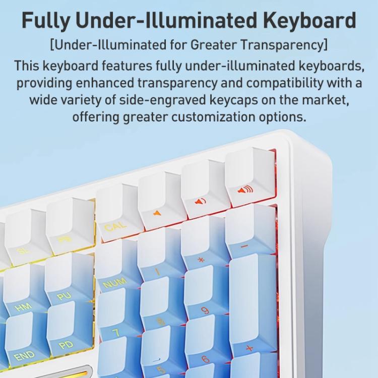 AULA F108 108 Keys Wired/2.4G/Bluetooth Three Model Customizable RGB Gaming Mechanical Keyboard(Gradient Gray Wind Spirit Axis) - Wireless Keyboard by AULA | Online Shopping UK | buy2fix