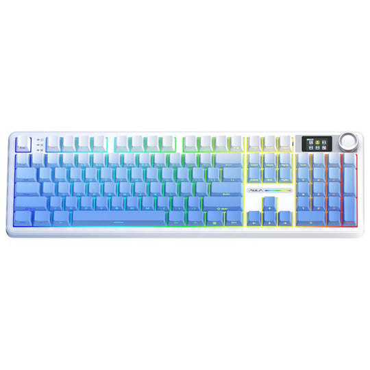 AULA F108 Pro 108 Keys Wired/2.4G/Bluetooth Three Model Customizable RGB Gaming Mechanical Keyboard(Glacier Blue)