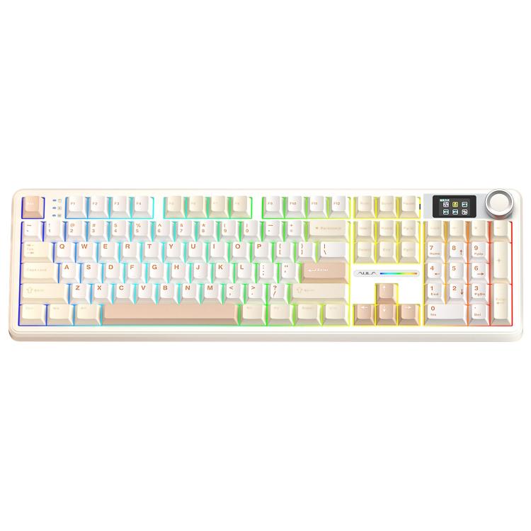 AULA F108 Pro 108 Keys Wired/2.4G/Bluetooth Three Model Customizable RGB Gaming Mechanical Keyboard(Mocha Mousse) - Wireless Keyboard by AULA | Online Shopping UK | buy2fix