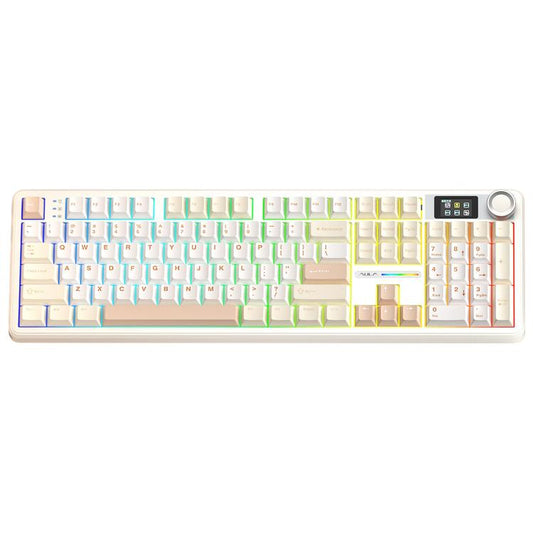 AULA F108 Pro 108 Keys Wired/2.4G/Bluetooth Three Model Customizable RGB Gaming Mechanical Keyboard(Mocha Mousse) - Wireless Keyboard by AULA | Online Shopping UK | buy2fix