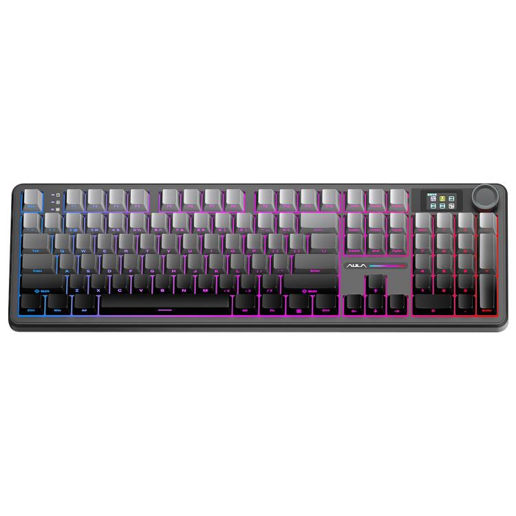 AULA F108 Pro 108 Keys Wired/2.4G/Bluetooth Three Model Customizable RGB Gaming Mechanical Keyboard(Fine Dust Grey) - Wireless Keyboard by AULA | Online Shopping UK | buy2fix