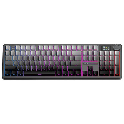 AULA F108 Pro 108 Keys Wired/2.4G/Bluetooth Three Model Customizable RGB Gaming Mechanical Keyboard(Fine Dust Grey) - Wireless Keyboard by AULA | Online Shopping UK | buy2fix