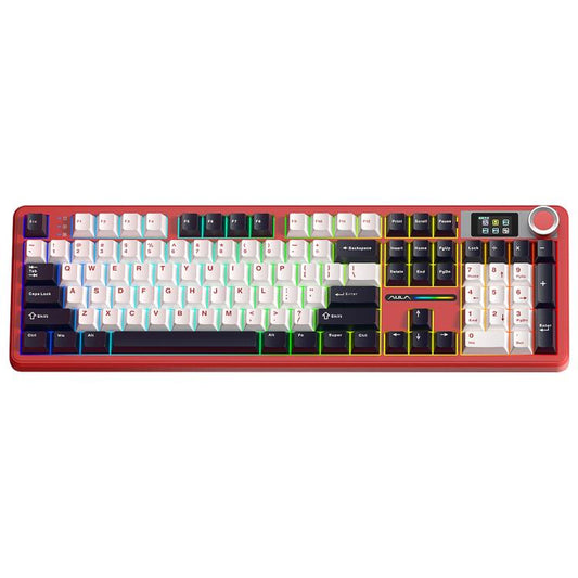 AULA F108 Pro 108 Keys Wired/2.4G/Bluetooth Three Model Customizable RGB Gaming Mechanical Keyboard(Cinnabar) - Wireless Keyboard by AULA | Online Shopping UK | buy2fix