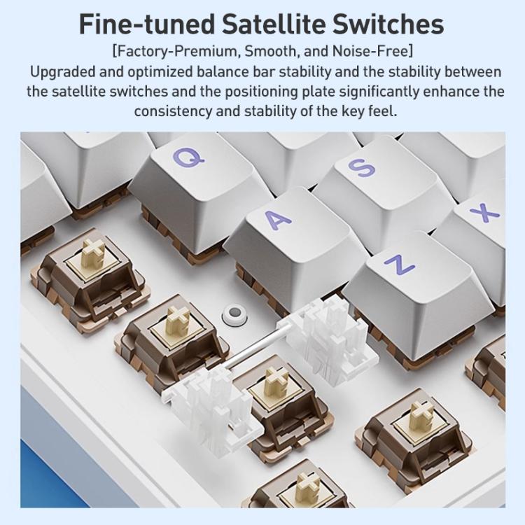 AULA F108 Pro 108 Keys Wired/2.4G/Bluetooth Three Model Customizable RGB Gaming Mechanical Keyboard(Glacier Blue) - Wireless Keyboard by AULA | Online Shopping UK | buy2fix