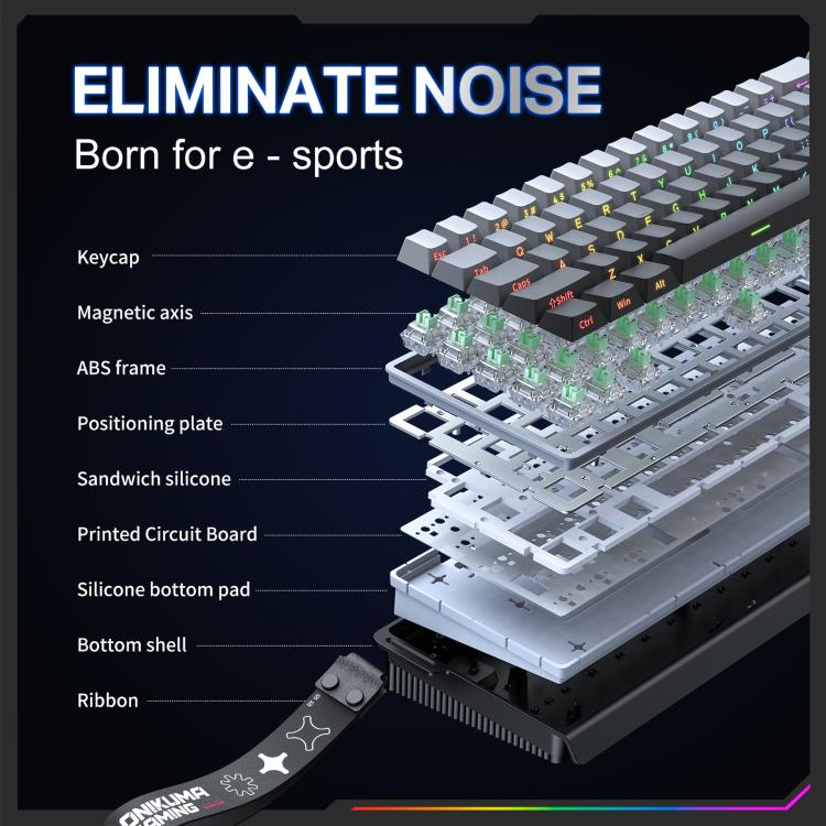 ONIKUMA G69 68 Keys RGB Lighting Wired Magnetic Axis Keyboard(Black) - Wired Keyboard by ONIKUMA | Online Shopping UK | buy2fix