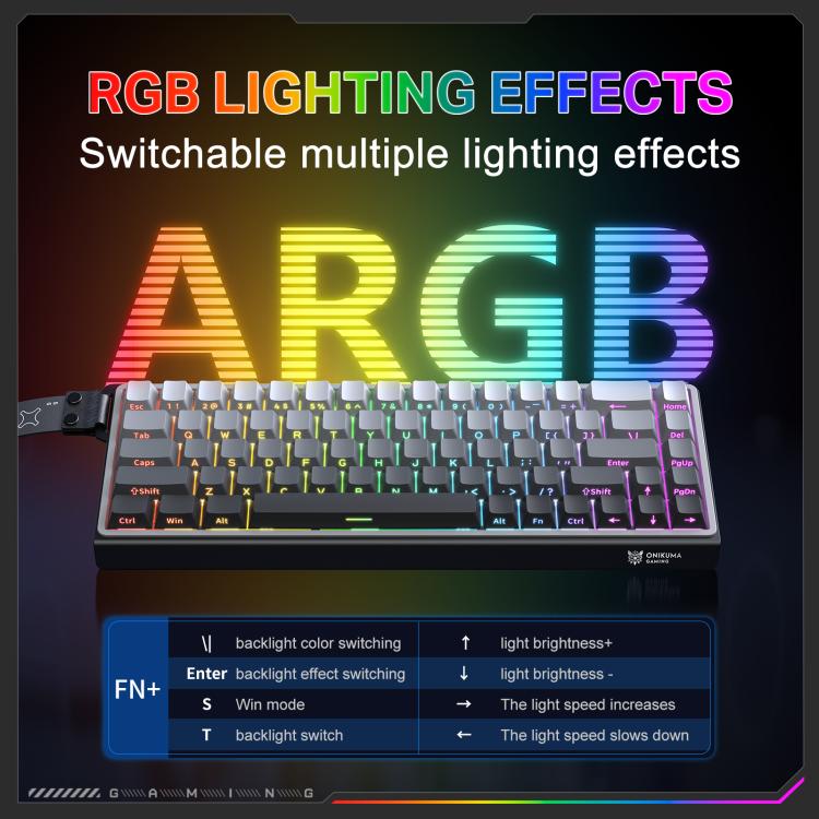 ONIKUMA G69 68 Keys RGB Lighting Wired Magnetic Axis Keyboard(Black) - Wired Keyboard by ONIKUMA | Online Shopping UK | buy2fix