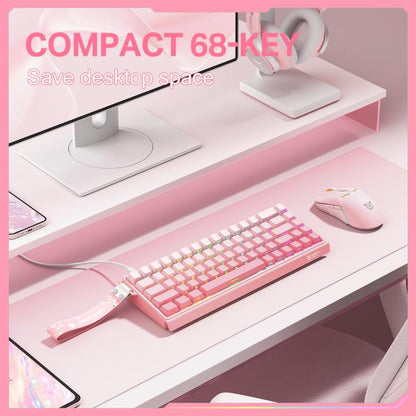 ONIKUMA G69 68 Keys RGB Lighting Wired Magnetic Axis Keyboard(Pink) - Wired Keyboard by ONIKUMA | Online Shopping UK | buy2fix