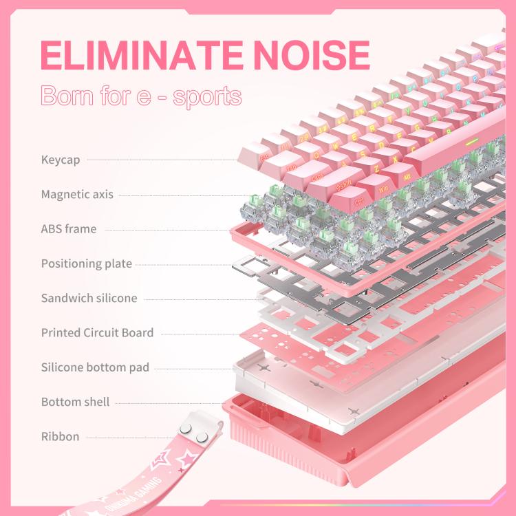 ONIKUMA G69 68 Keys RGB Lighting Wired Magnetic Axis Keyboard(Pink) - Wired Keyboard by ONIKUMA | Online Shopping UK | buy2fix