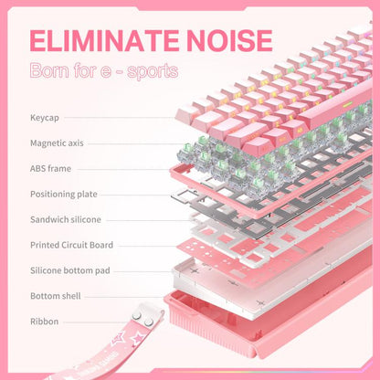 ONIKUMA G69 68 Keys RGB Lighting Wired Magnetic Axis Keyboard(Pink) - Wired Keyboard by ONIKUMA | Online Shopping UK | buy2fix