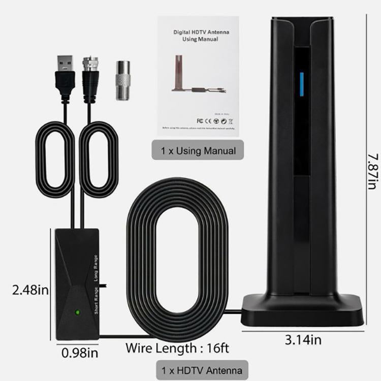 4K HD Digital TV Antenna ATSC Terrestrial Wave Antenna Receiver(Black) - DVB-T & Simulation Antenna by buy2fix | Online Shopping UK | buy2fix