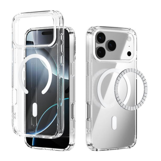 For iPhone 18 Pro Max / 17 Pro Max ABEEL MagSafe Magnetic Color Ring Anti-scratch Transparent Phone Case(White)