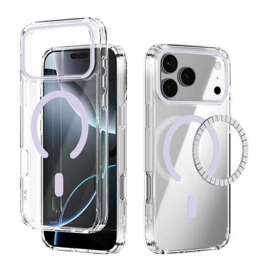 For iPhone 18 Pro Max / 17 Pro Max ABEEL MagSafe Magnetic Color Ring Anti-scratch Transparent Phone Case(Purple)