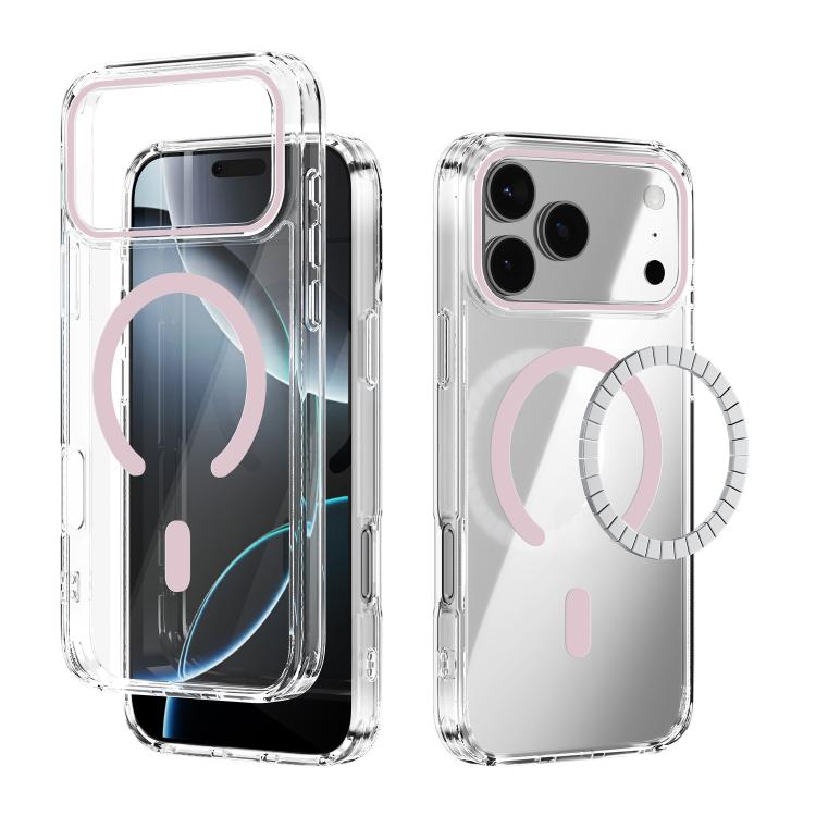 For iPhone 17 Pro Max ABEEL MagSafe Magnetic Color Ring Anti-scratch Transparent Phone Case(Pink) - iPhone 17 Pro Max Cases by buy2fix | Online Shopping UK | buy2fix
