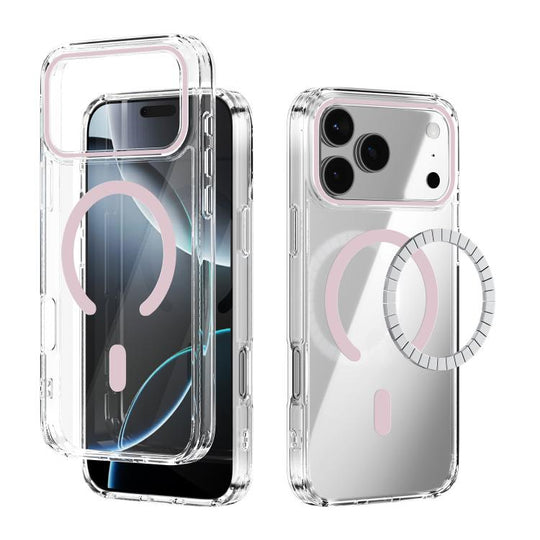 For iPhone 18 Pro Max / 17 Pro Max ABEEL MagSafe Magnetic Color Ring Anti-scratch Transparent Phone Case(Pink)