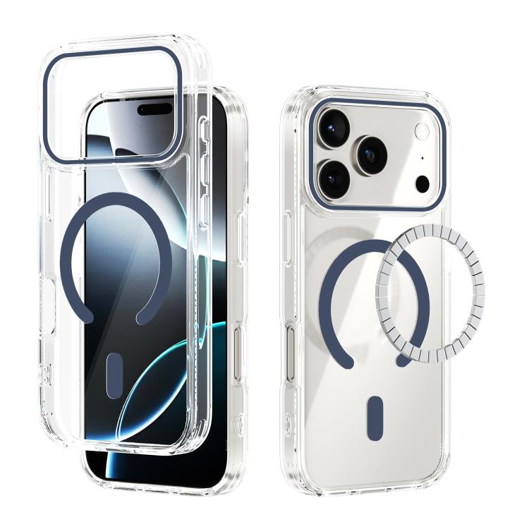 For iPhone 17 Pro ABEEL MagSafe Magnetic Color Ring Anti-scratch Transparent Phone Case(Blue) - iPhone 17 Pro Cases by buy2fix | Online Shopping UK | buy2fix