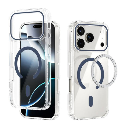 For iPhone 17 Pro ABEEL MagSafe Magnetic Color Ring Anti-scratch Transparent Phone Case(Blue) - iPhone 17 Pro Cases by buy2fix | Online Shopping UK | buy2fix