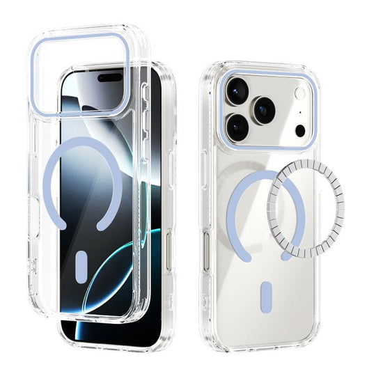 For iPhone 18 Pro / 17 Pro ABEEL MagSafe Magnetic Color Ring Anti-scratch Transparent Phone Case(Far Peak Blue)