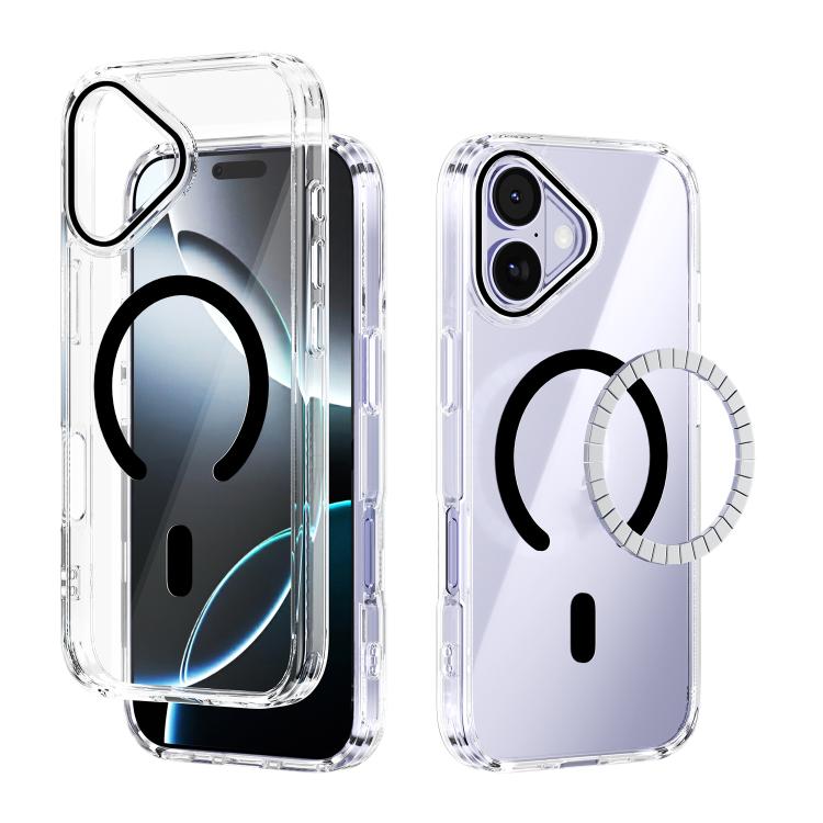 For iPhone 17 ABEEL MagSafe Magnetic Color Ring Anti-scratch Transparent Phone Case(Black) - iPhone 17 Cases by buy2fix | Online Shopping UK | buy2fix
