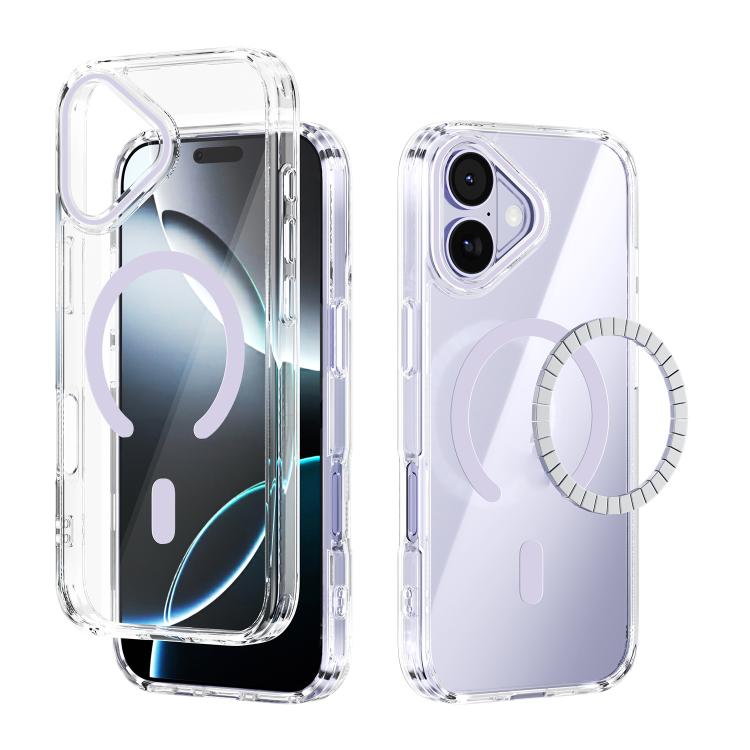 For iPhone 17 ABEEL MagSafe Magnetic Color Ring Anti-scratch Transparent Phone Case(Purple) - iPhone 17 Cases by buy2fix | Online Shopping UK | buy2fix