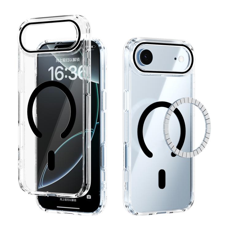 For iPhone Air ABEEL MagSafe Magnetic Color Ring Anti-scratch Transparent Phone Case(Black) - iPhone Air Cases by buy2fix | Online Shopping UK | buy2fix
