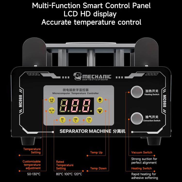 Mechanic MC988 10.5 inch Temp Control Screen Separator Machine with Vacuum Pump, Plug:EU Plug - Separation Equipment by MECHANIC | Online Shopping UK | buy2fix