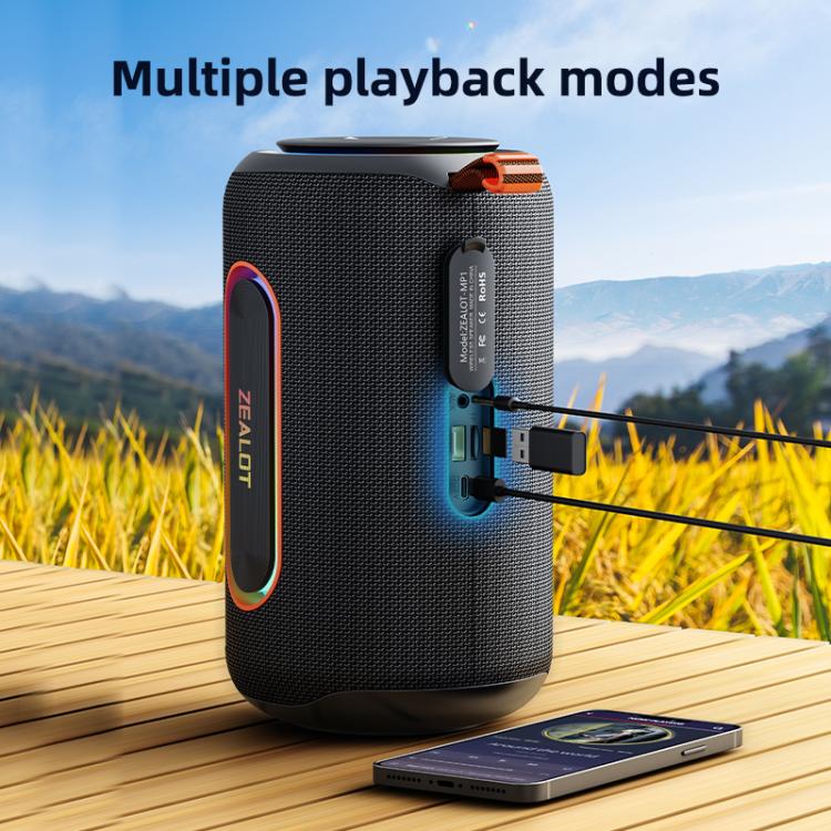 Zealot MP1 60W Portable Outdoor RGB Bluetooth Speaker(Black) - Desktop Speaker by ZEALOT | Online Shopping UK | buy2fix