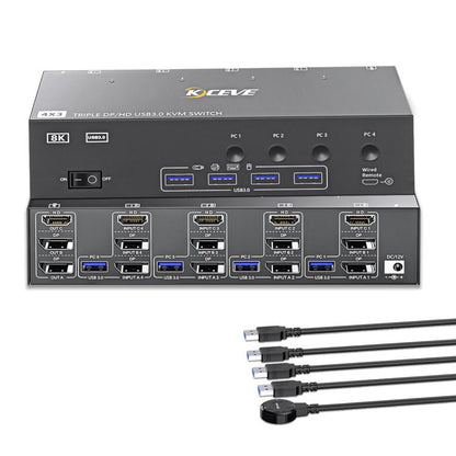 KCEVE KC-KVM403DH 4 IN 1 OUT DP/HD USB 3.0 4K 144Hz KVM Switch, Plug Type:AU Plug - Switch by buy2fix | Online Shopping UK | buy2fix