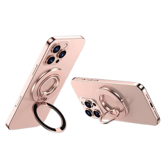 Contrast Color Dual MagSafe Magnetic Ring Phone Holder with Gear Sound(Rose Gold)