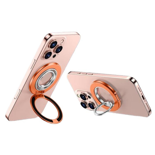 Contrast Color Dual MagSafe Magnetic Ring Phone Holder with Gear Sound(Titanium Silver Orange)