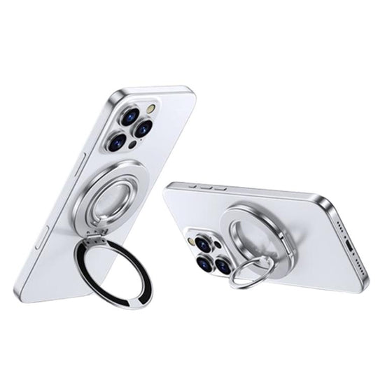 Contrast Color Dual MagSafe Magnetic Ring Phone Holder with Gear Sound(Titanium Silver)