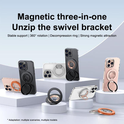 Contrast Color Dual MagSafe Magnetic Ring Phone Holder with Gear Sound(Titanium Silver Rose Gold) - Ring Holder by buy2fix | Online Shopping UK | buy2fix