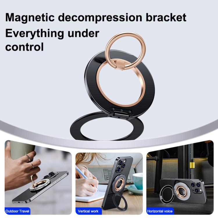 Contrast Color Dual MagSafe Magnetic Ring Phone Holder with Gear Sound(Rose Gold) - Ring Holder by buy2fix | Online Shopping UK | buy2fix