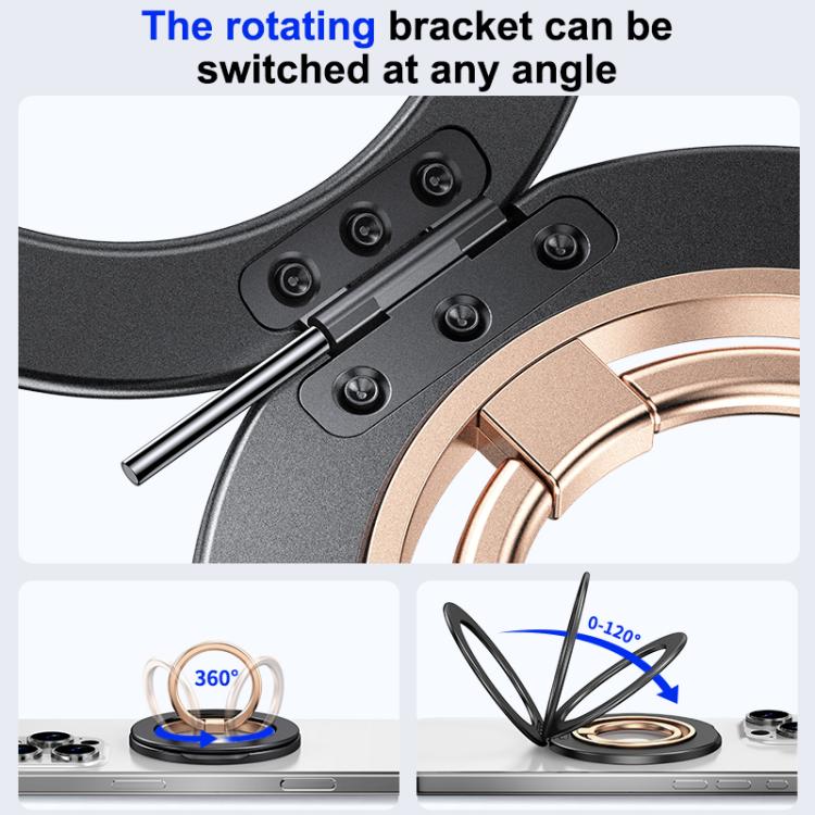 Contrast Color Dual MagSafe Magnetic Ring Phone Holder with Gear Sound(Rose Gold) - Ring Holder by buy2fix | Online Shopping UK | buy2fix