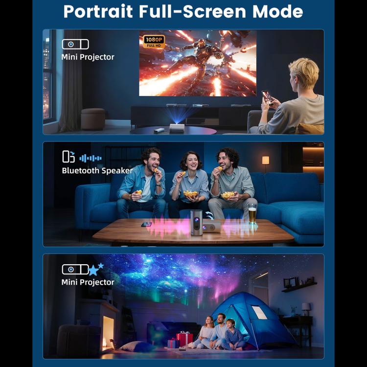 Q8 1080P 180ANSI LCD Display Smart Projector 2GB+32GB Electric Focus(EU Plug) - LED Projector by buy2fix | Online Shopping UK | buy2fix