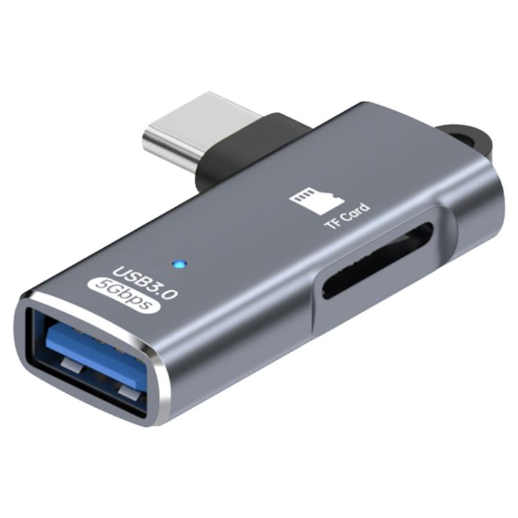 ADS-621 Type-C Male to TF Card Reader USB3.0 Female OTG Adapter(Grey) - U Disk & Card Reader by buy2fix | Online Shopping UK | buy2fix