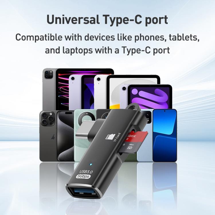 ADS-621 Type-C Male to TF Card Reader USB3.0 Female OTG Adapter(Grey) - U Disk & Card Reader by buy2fix | Online Shopping UK | buy2fix