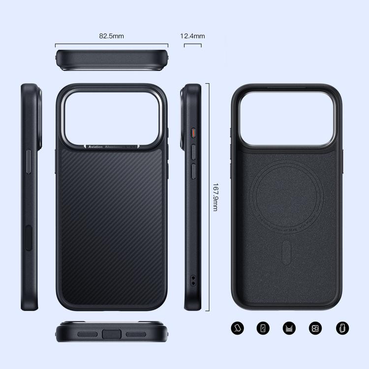 For iPhone Air Carbon Fiber Kevlar MagSafe Magnetic Phone Case(Black) - iPhone Air Cases by buy2fix | Online Shopping UK | buy2fix