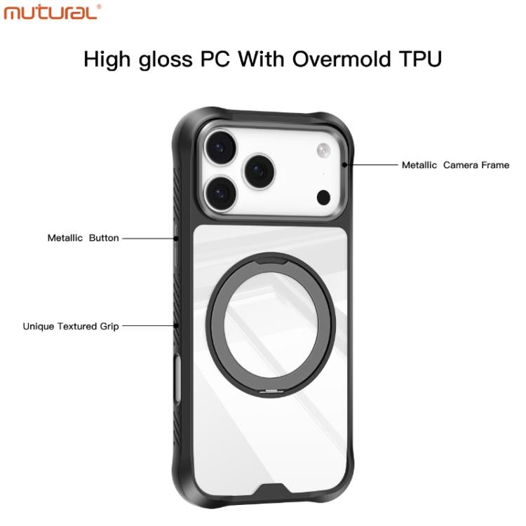 For iPhone 17 Pro Mutural Xuan Armor Series MagSafe Magnetic Holder Phone Case(Black) - iPhone 17 Pro Cases by Mutural | Online Shopping UK | buy2fix