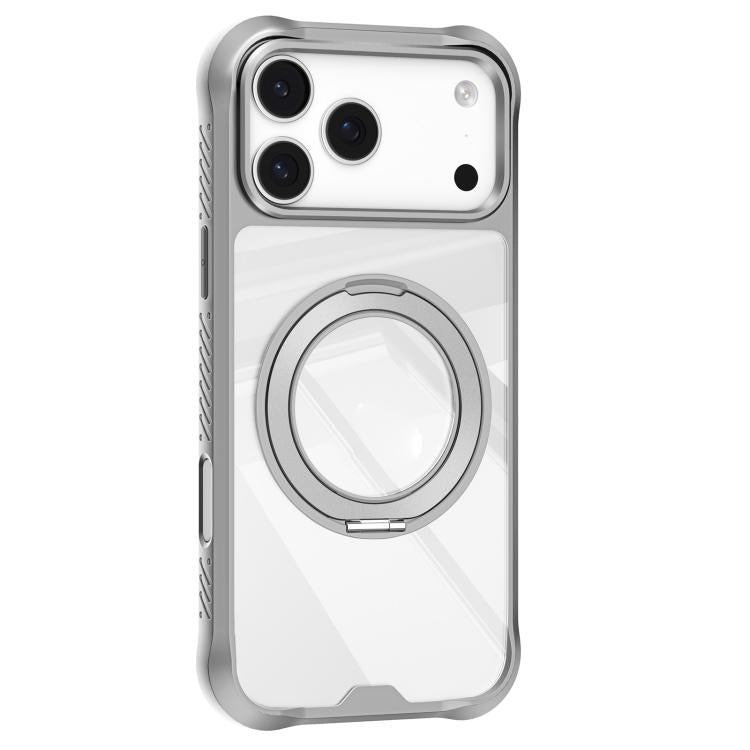 For iPhone 17 Pro Mutural Xuan Armor Series MagSafe Magnetic Holder Phone Case(Light Grey) - iPhone 17 Pro Cases by Mutural | Online Shopping UK | buy2fix