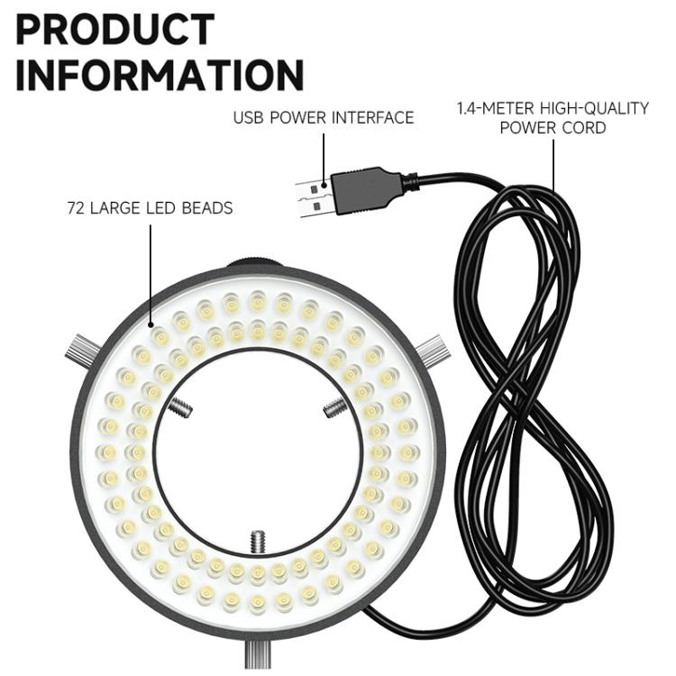 Luowei LS03 High Lumen 72LED Microscope Ring Light Source - Microscope Magnifier Series by LUOWEI | Online Shopping UK | buy2fix