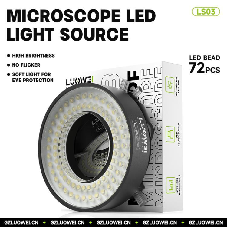 Luowei LS03 High Lumen 72LED Microscope Ring Light Source - Microscope Magnifier Series by LUOWEI | Online Shopping UK | buy2fix