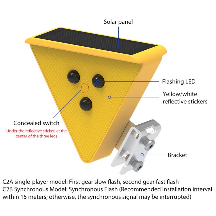 C2A Solar Flash LED Strobe Warning Light(White Light) - Warning Lights by buy2fix | Online Shopping UK | buy2fix