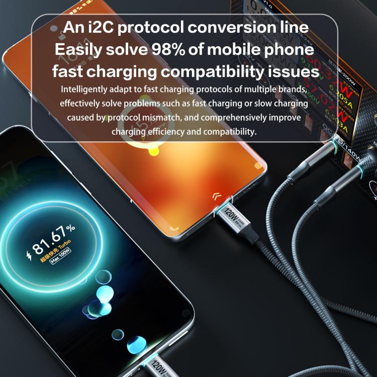 i2C Turbo PPS Protocol Conversion Cable Universal Flash Charging Cable, Model:TU1 65W - USB-C & Type-C Cable by i2C | Online Shopping UK | buy2fix