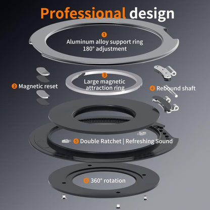 Aluminum Alloy Strong Magnet 360 Rotating Tablet Stand(Black) - Desktop Holder by buy2fix | Online Shopping UK | buy2fix