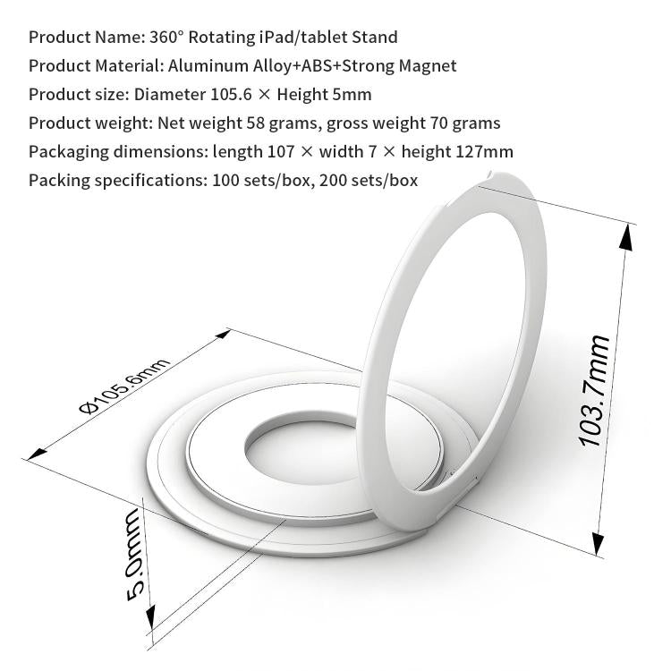 Aluminum Alloy Strong Magnet 360 Rotating Tablet Stand(Silver) - Desktop Holder by buy2fix | Online Shopping UK | buy2fix