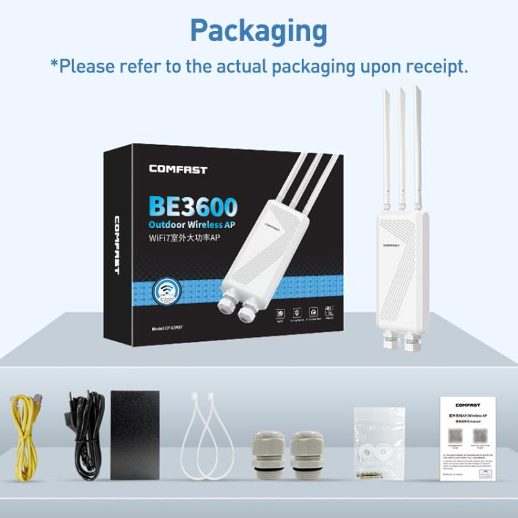 COMFAST CF-EW87 3600Mbps Dual-Band WiFi7 Outdoor Wireless AP, Plug:UK Plug(White) - Wireless Routers by COMFAST | Online Shopping UK | buy2fix