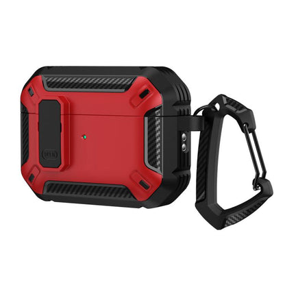 For AirPods Pro 3 Shield Shockproof Earphone Protective Case with Hook(Black Red) - For AirPods Pro 3 by buy2fix | Online Shopping UK | buy2fix