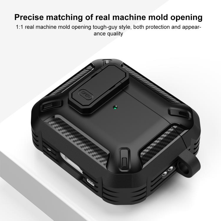 For AirPods Pro 3 Shield Shockproof Earphone Protective Case with Hook(Black Red) - For AirPods Pro 3 by buy2fix | Online Shopping UK | buy2fix