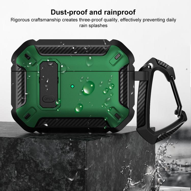 For AirPods Pro 3 Shield Shockproof Earphone Protective Case with Hook(Black Red) - For AirPods Pro 3 by buy2fix | Online Shopping UK | buy2fix