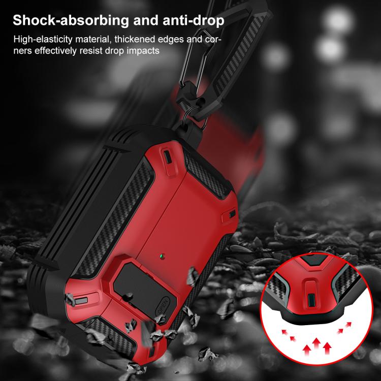 For AirPods Pro 3 Shield Shockproof Earphone Protective Case with Hook(Black Red) - For AirPods Pro 3 by buy2fix | Online Shopping UK | buy2fix
